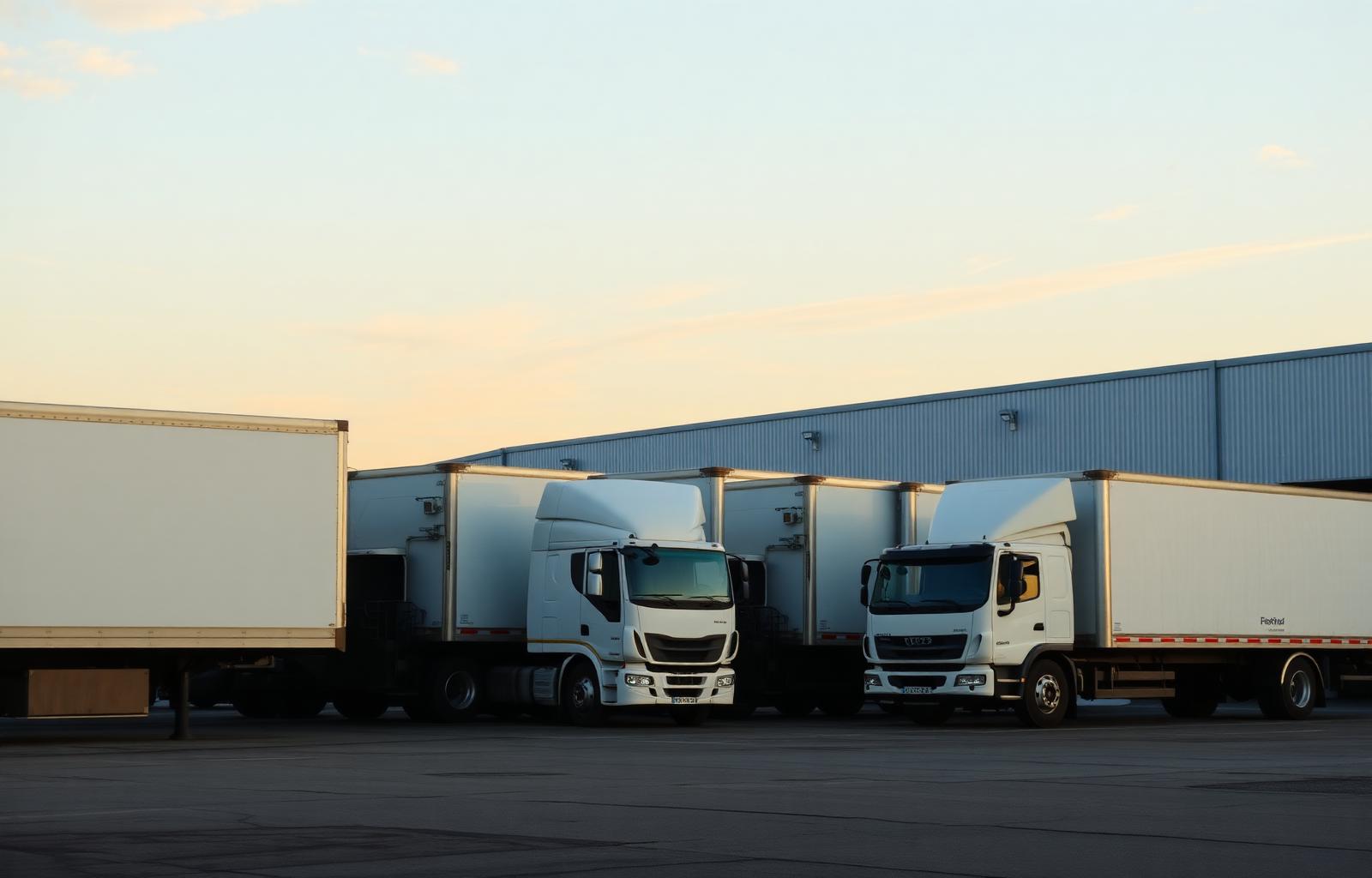Delivery fleet at a building materials depot